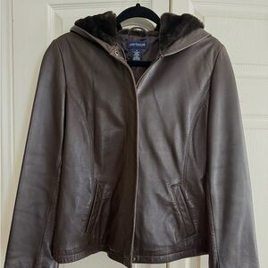 Ann Taylor Chocolate Brown Leather Jacket